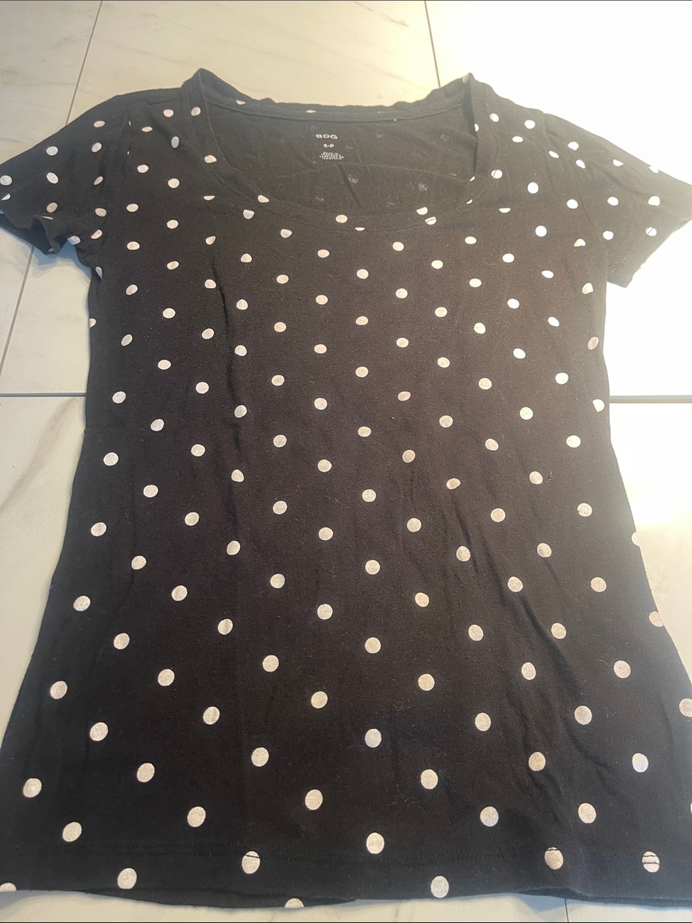 Polka Dot Scoop Neck Tee - Black & White